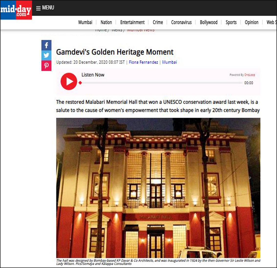 Gamdevi's Golden Heritage Moment, MID-Day 2020